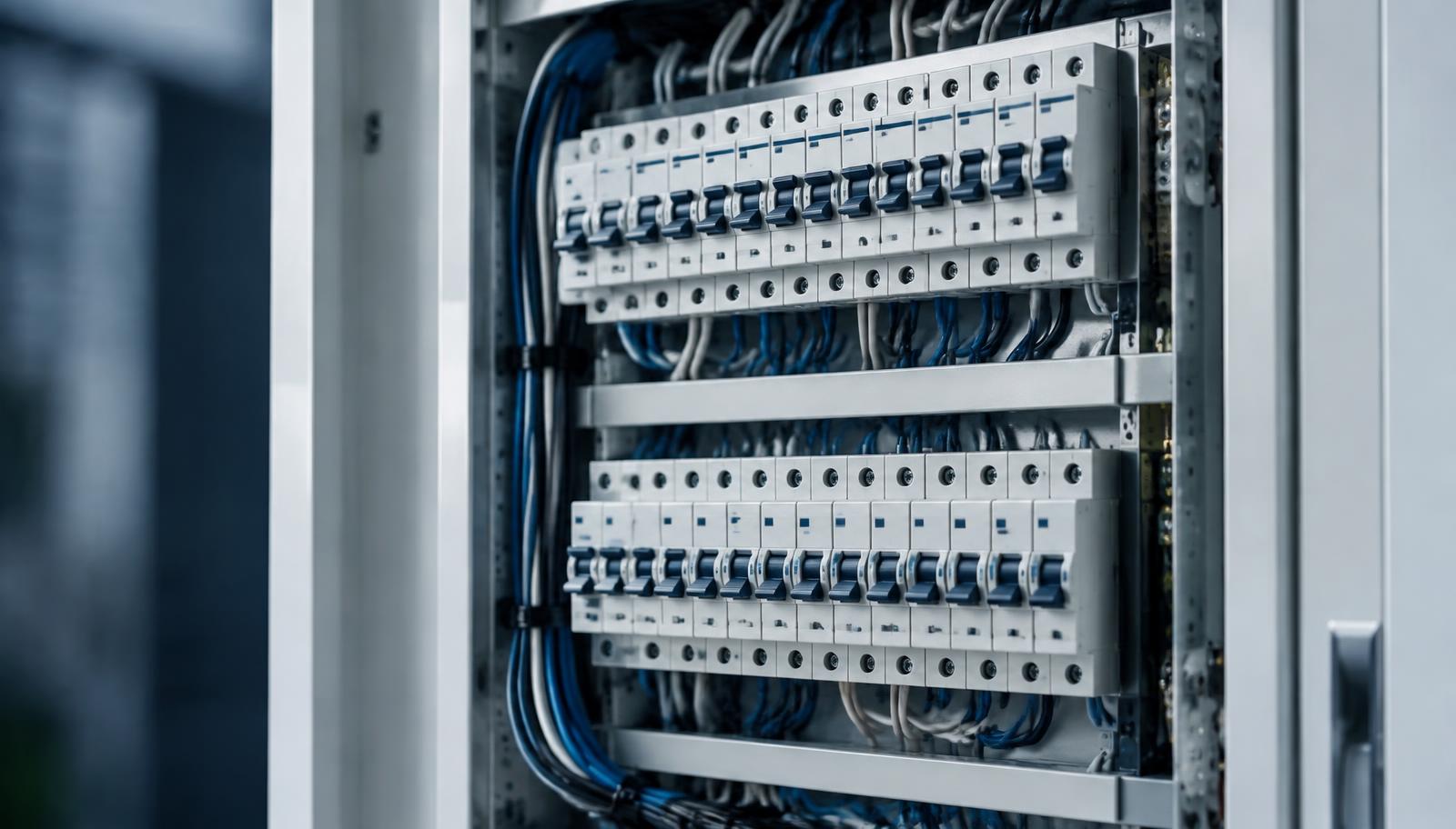 Neatly organized electrical panel with labeled breakers